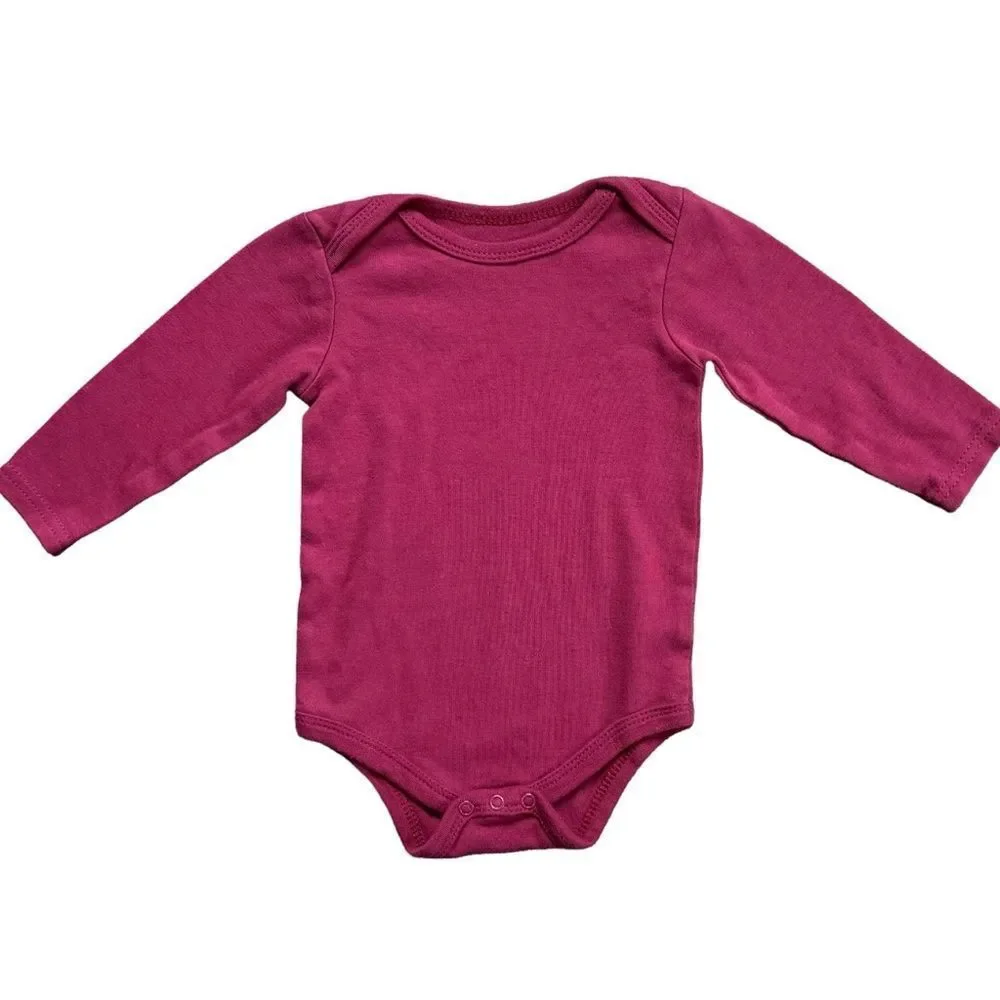 Hudson Baby Girls Long Sleeve Floral & Solid Cotton Onesie Bodysuits. 6-9 Months